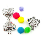 10Pcs Heart Pearl Cage Locket Aromatherapy Pendant DIY Jewelry Bulk