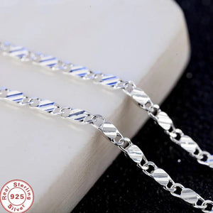 925 Silver 2MM Clavicle Chain Necklace Men Women Wedding Jewelry
