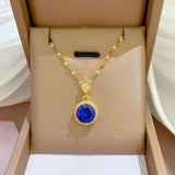 Zircon 18K Stainless Steel Necklace Lucky Charm Choker Jewelry
