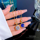 Zircon 18K Stainless Steel Necklace Lucky Charm Choker Jewelry