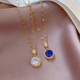Zircon 18K Stainless Steel Necklace Lucky Charm Choker Jewelry