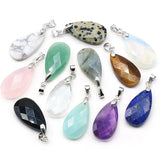 Faceted Water Drop Crystal Pendant Healing Quartz Opal Labradorite