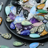 Faceted Water Drop Crystal Pendant Healing Quartz Opal Labradorite