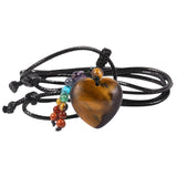 Tigers Eye Pendant Necklace 7 Chakra Beads Tassel Charm Jewelry