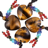 Tigers Eye Pendant Necklace 7 Chakra Beads Tassel Charm Jewelry