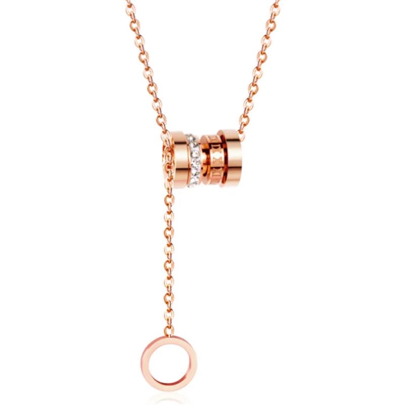 316L Stainless Steel Roman Numeral Circle Pendant Necklace