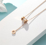 316L Stainless Steel Roman Numeral Circle Pendant Necklace
