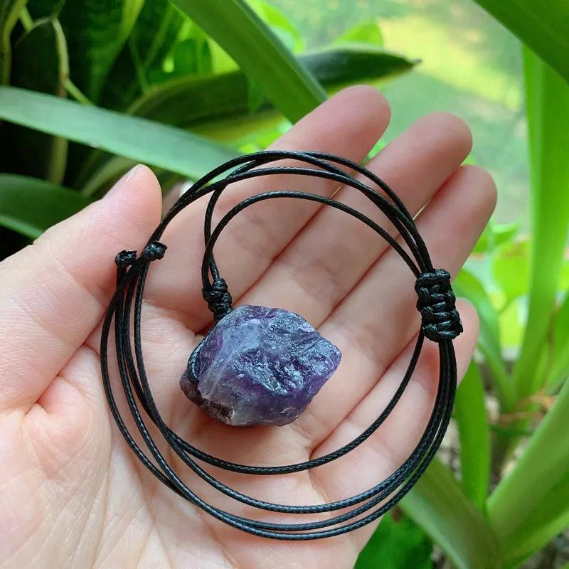 Irregular Natural Stone Necklace Rock Mineral Quartz Pendulum