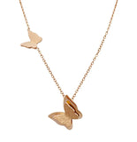 316L Stainless Steel Double Frosted Butterfly Necklace Love Pendant