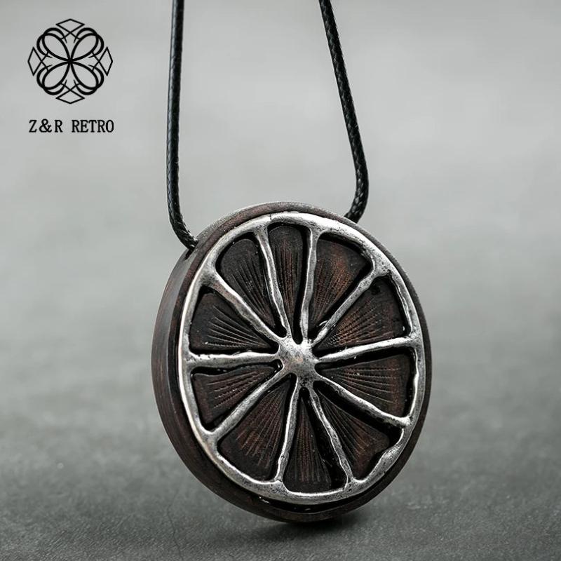 Kpop Lemon Wooden Pendant Sweater Chain Trending Necklace