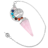 Amethyst Pendant Healing Pointed 7 Chakra Tree of Life Pendulum