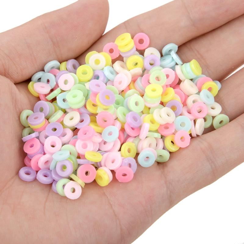 200-800pcs 6mm Flat Round Polymer Clay Spacer Beads for DIY Jewelry Making