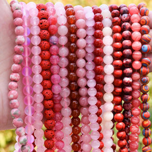Natural Red Stone Beads Red Coral Agates Persian Jades Tourmaline Crystal