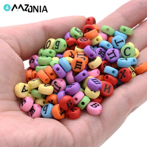 7mm 6mm Colorful Acrylic Letter Beads Round Flat Alphabet Spacer Jewelry Making