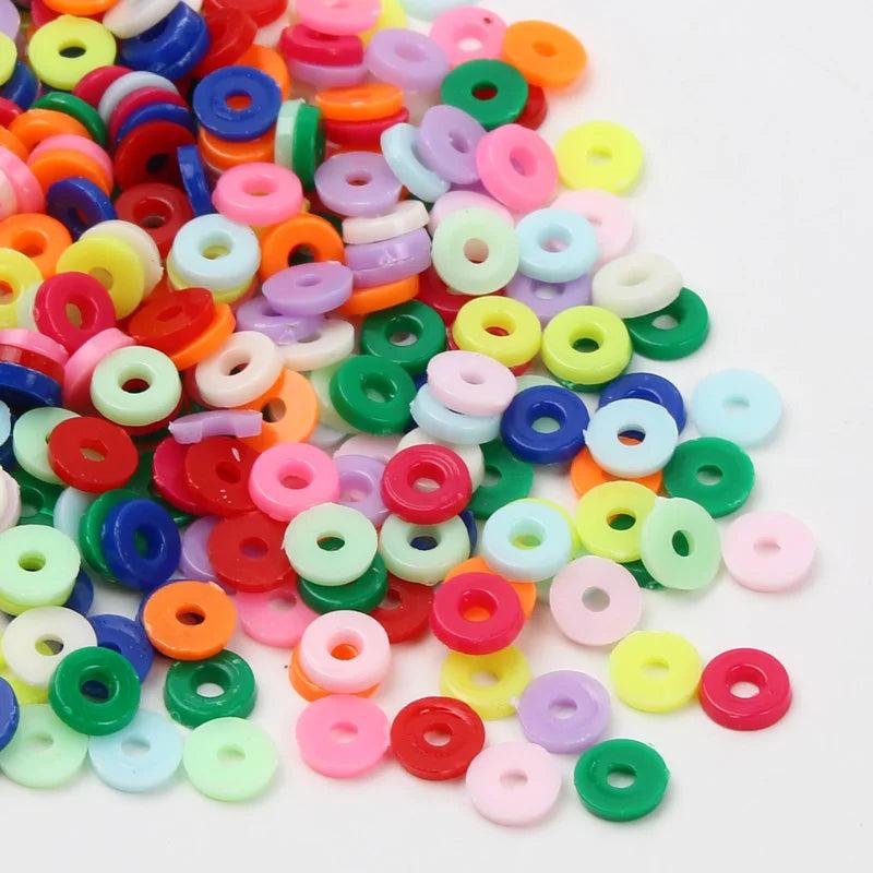 200pcs 6mm Flat Round Acrylic Spacer Beads Jewelry Making DIY Bracelets