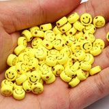 100pcs 4x7mm Yellow Smiley Acrylic Beads Jewelry Making DIY Accessories