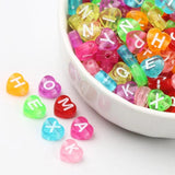 7mm Heart Transparent Acrylic Letter Beads for Jewelry Making