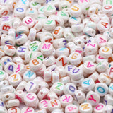 Mixed Letter Acrylic Beads Round Flat Alphabet Loose Spacer Beads