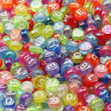 Mixed Letter Acrylic Beads Round Flat Alphabet Loose Spacer Beads