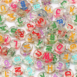 Mixed Letter Acrylic Beads Round Flat Alphabet Loose Spacer Beads