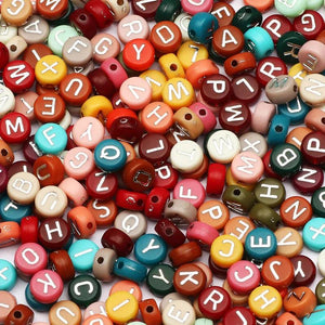 45 Mixed Alphabet Flat Round Acrylic Letter Beads for Jewelry Making