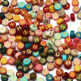 45 Mixed Alphabet Flat Round Acrylic Letter Beads for Jewelry Making