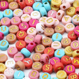 45 Mixed Alphabet Flat Round Acrylic Letter Beads for Jewelry Making
