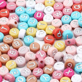 45 Mixed Alphabet Flat Round Acrylic Letter Beads for Jewelry Making