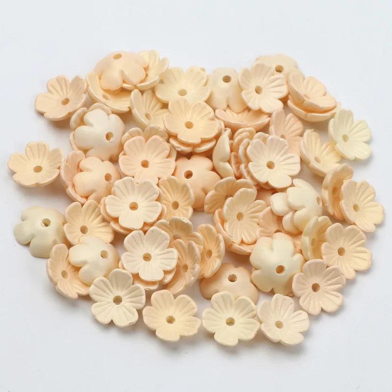 Matte Colored Acrylic Flower Bead Caps 10mm 100pcs