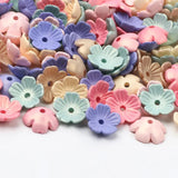 Matte Colored Acrylic Flower Bead Caps 10mm 100pcs