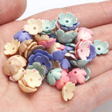 Matte Colored Acrylic Flower Bead Caps 10mm 100pcs
