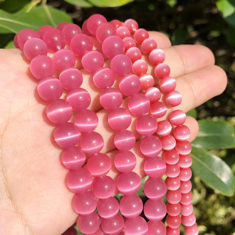 4-12mm Pink Cat Eye Opal Spacer Beads Natural Stone