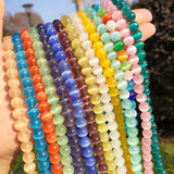 4-12mm Pink Cat Eye Opal Spacer Beads Natural Stone