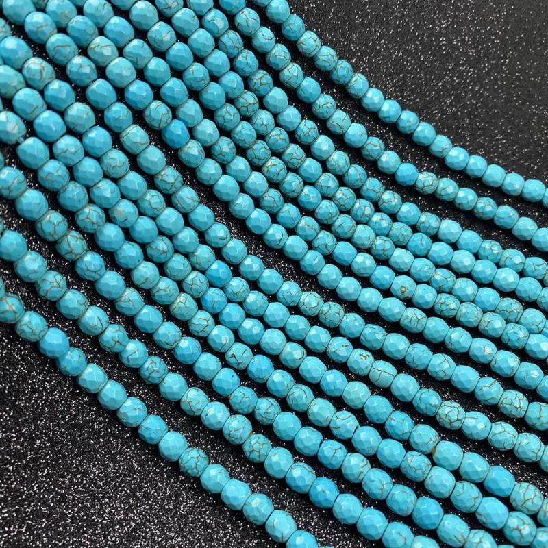 Turquoise Stone Beads Round Shape For Jewelry Making DIY Necklace Bracelet