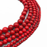 Red Howlite Turquoise Stone Round Loose Beads 4-12 mm for Jewelry Making