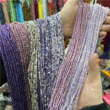 2/3MM Amethysts Small Beads Micro Faceted Purple Strand Spacer Beaded