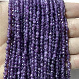 2/3MM Amethysts Small Beads Micro Faceted Purple Strand Spacer Beaded