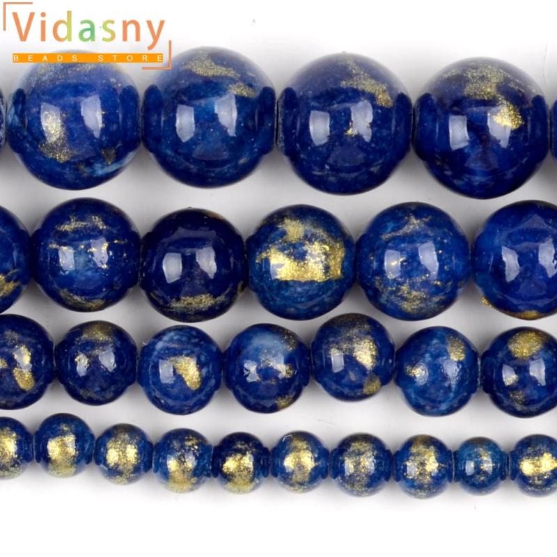 4-10mm Dark Plated Jades Round Stone Beads 15''