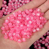 Rose Pink Alphabet Letters Beads 100pcs for Jewelry Making DIY Bracelets