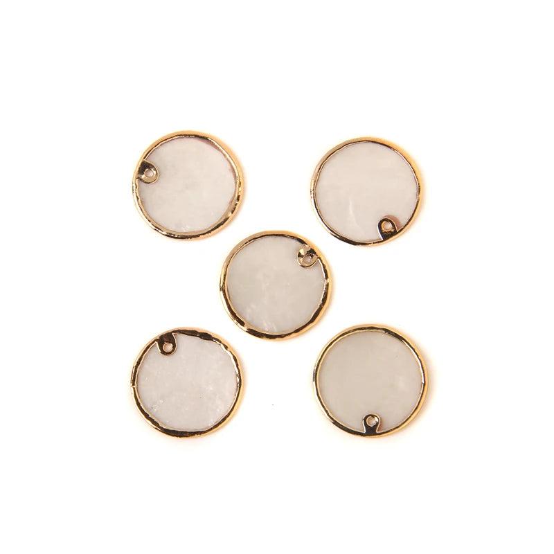 20-45mm Mother of Pearl Shell Beads Charm Round Disc Pendants