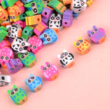 Owl Clay Beads 30-120pcs Animal Cartoon Colorful Polymer Clay Beads 10mm