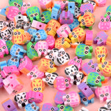 Owl Clay Beads 30-120pcs Animal Cartoon Colorful Polymer Clay Beads 10mm
