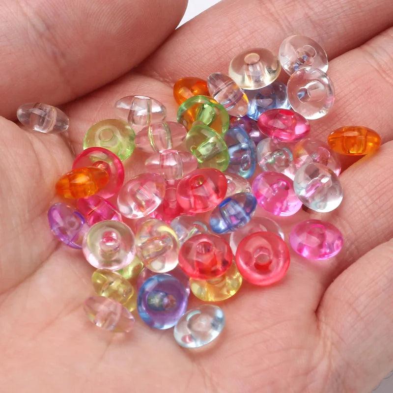 100pcs Colorful 9mm Acrylic Beads Flat Round Abacus Beads DIY Jewelry Making