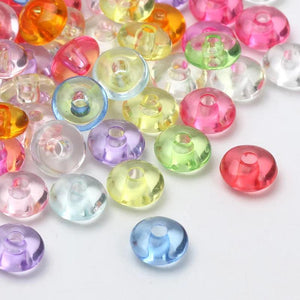 100pcs Colorful 9mm Acrylic Beads Flat Round Abacus Beads DIY Jewelry Making