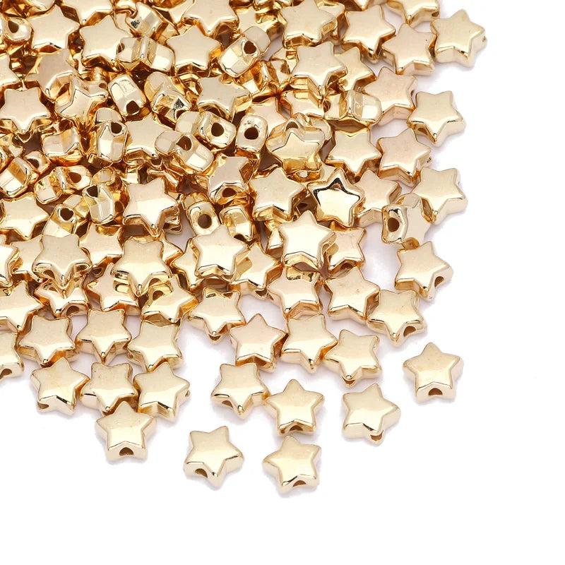 200-600Pcs Rhodium CCB Star Beads 6x3mm Acrylic Spacer Jewelry Making