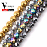 Faceted Multicolor Hematite Stone Beads for Jewelry Making