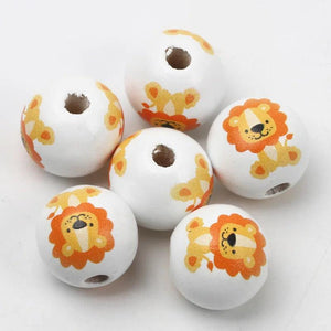 10pcs 15mm Cartoon Animal Wood Beads DIY Accessories