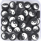 Tai Chi Polymer Clay Beads Flat Round Yin Yang Spacer Loose Beads 50pcs/box