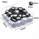 Tai Chi Polymer Clay Beads Flat Round Yin Yang Spacer Loose Beads 50pcs/box