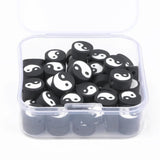 Tai Chi Polymer Clay Beads Flat Round Yin Yang Spacer Loose Beads 50pcs/box
